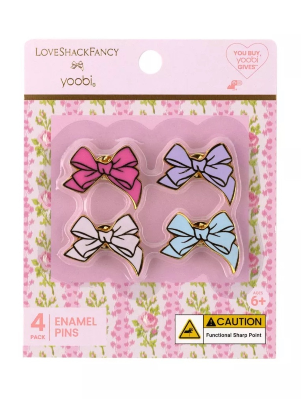NWT LoveShackFancy x Target - Yoobi 4pk Enamel Pins Bows